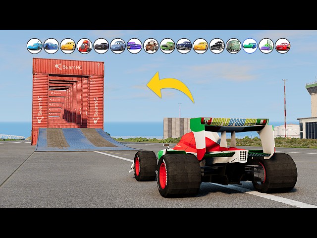 16 Popular Pixar Cars vs Containers Jump Challenge