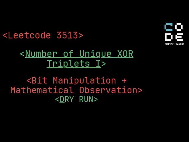 Leetcode 3513| Number of Unique XOR Triplets I | Bit Manipulation + Maths | Potd | DSA