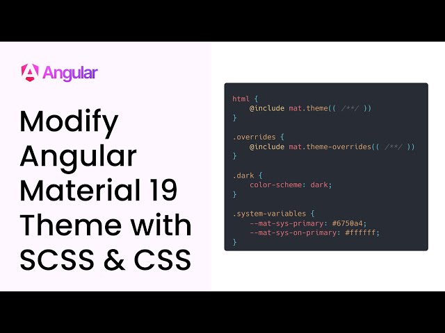 Modify Angular Material 19 Theme with SCSS & CSS | #angular  #angularmaterial #angular19