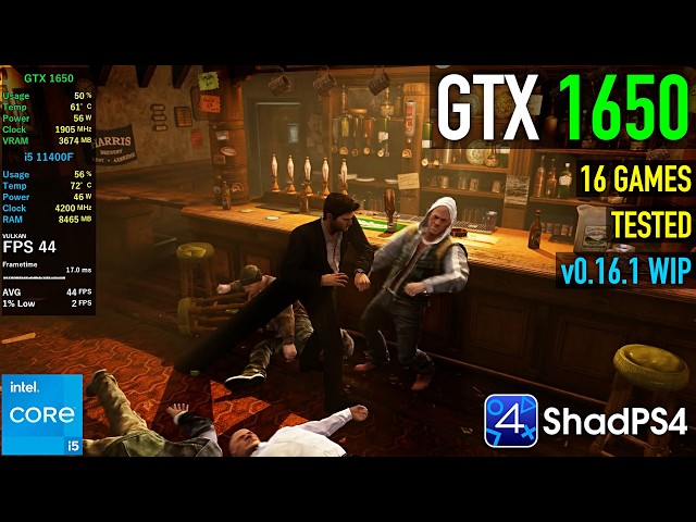 GTX 1650 - Latest ShadPS4 v0.16.1 WIP - Tested in 16 Games (PS4 Emulator)