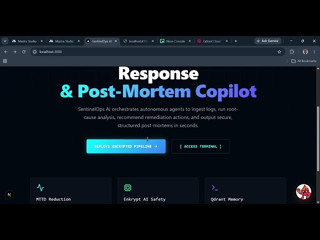 SentinelOps AI | AI-Powered Incident Response & Post-Mortem Platform | Team Wabi-Sabi