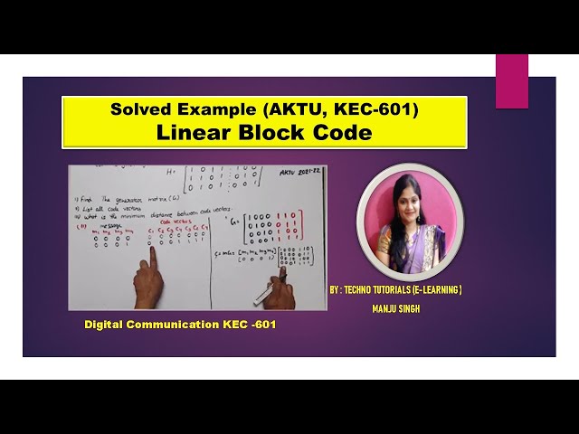 Linear Block Code Example | Solved question of Previous year paper | digital communication