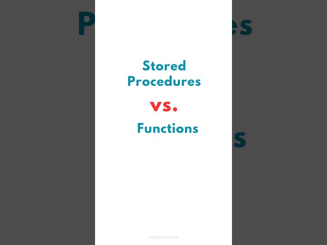 SQL Stored Procedures vs. Functions 💻