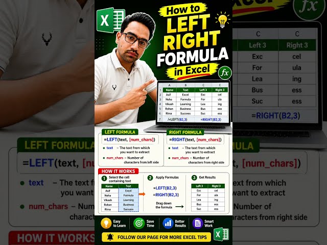 Excel LEFT & RIGHT Formula in 1 Minute | LEFT aur RIGHT Function Hindi Tutorial