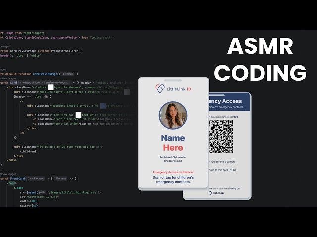ASMR Coding - No Talking - QR Card Design - React & Tailwind CSS