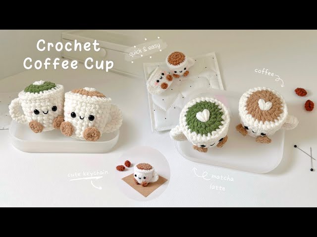How to Crochet a Coffee Cup and Matcha Latte ☕️ Easy Beginner-Friendly Crochet Tutorial l Monua DIY