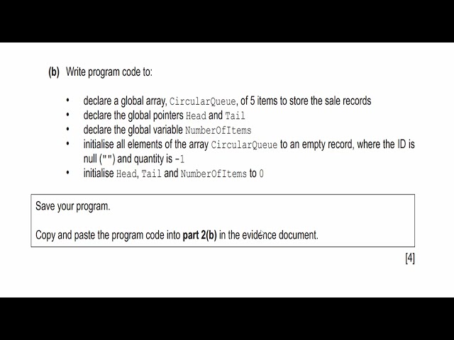 Computer Science 9618 Paper 4 Circular Queue and Evidence Document