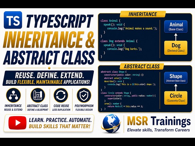 Typescript Inheritance Part - 2, Abstract classes Session 12 - 🚀 Master Playwright with Typescript