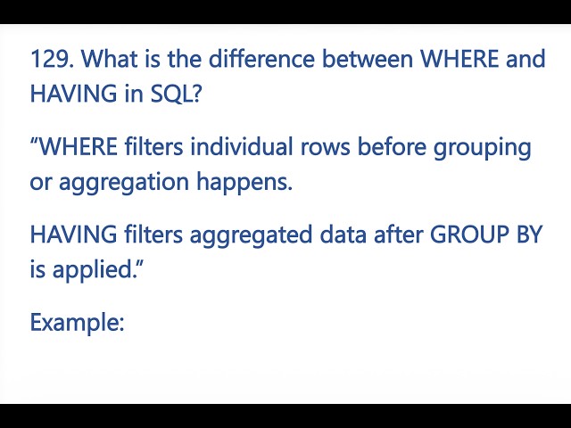 WHERE vs HAVING in SQL Explained | {BA Interview 129}
