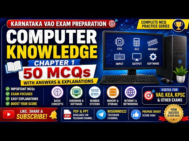 VAO Computer Knowledge – Chapter 1: Computer Fundamentals 50 MCQ questions with explanation#computer