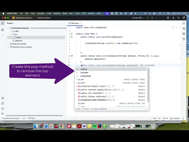 Create a Stack using a Linked List