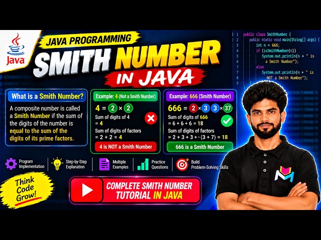 Smith  Number In Java Explained Step-by-Step | Master In Looping in Java