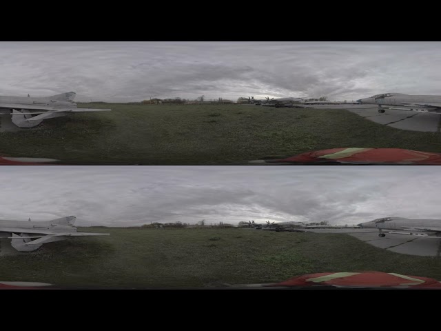Poltava Museum of Long-Range and Strategic Aviation, Aviagorod, Ukraine Autumn 3D 360 footage