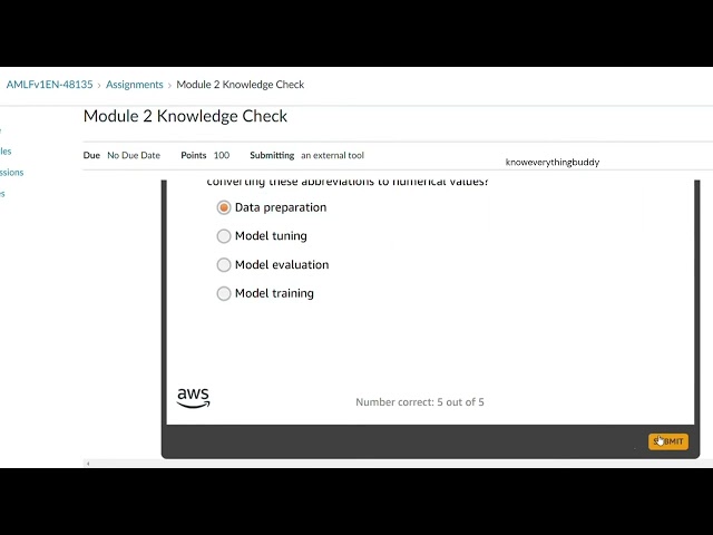 AWS Academy Machine Learning - Module 2 knowledge Check Answers