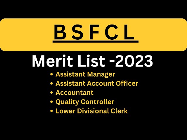 BSFCL Merit List-2023 Released II #eclipseeducation #bsfc #assistantmanager #qualitycontroller