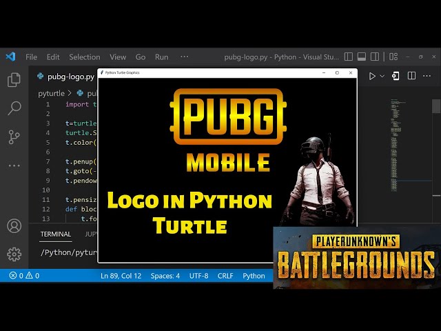 PUBG Logo Drawing Using Python Turtle | Python For Beginners | BGMI | @PUBG ​