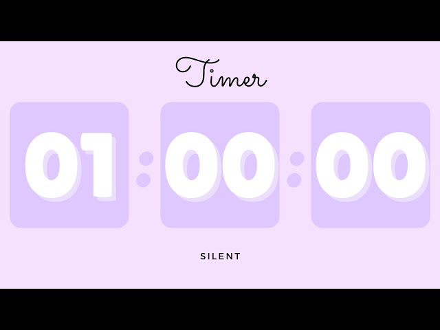 🪻 1 Hour Silent Timer with Cute Ending Alarm | Pastel Purple Timer