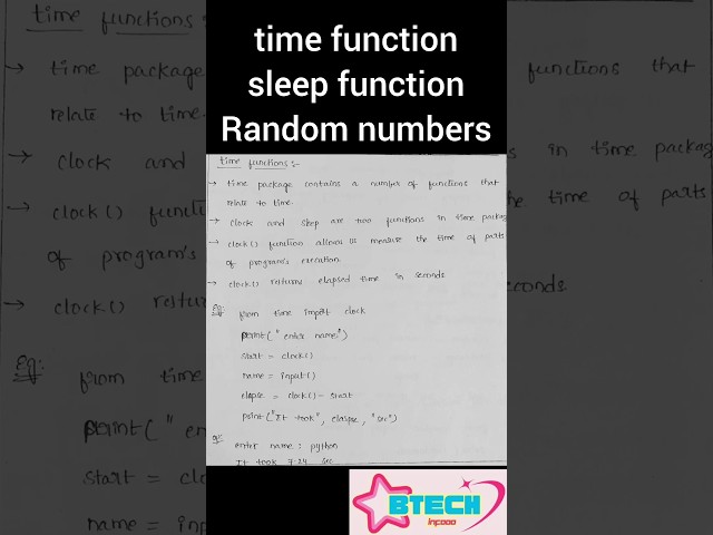 Define time function, sleep function and Random numbers #python#coding#exam#preparation#education.