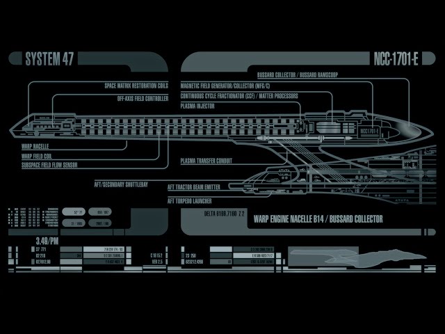 Stylized System47 Enterprise-E Schematics Animation Loop (17min in 4K)