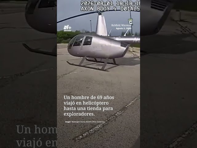 Hombre Aterriza Helicóptero en un Estacionamiento para Hacer Compras en Richfield, Wisconsin