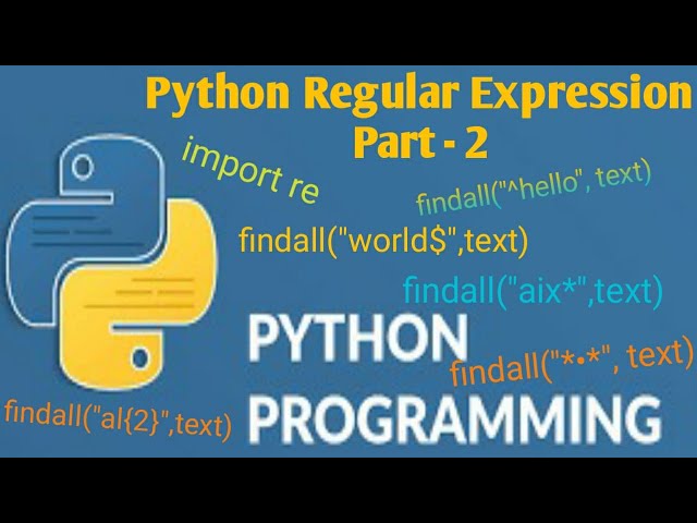 #34 Python Regular Expression Part - 2 | Tutorial for Beginners | Python Tutorial for Beginners