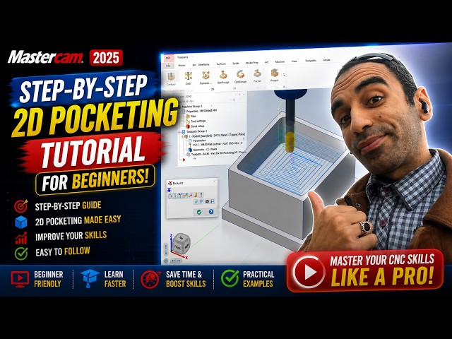 MasterCAM Step-by-Step 2D Pocketing Tutorial for Beginners