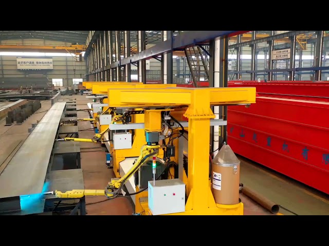 Automatic double girder crane main beam internal joint robot welding station