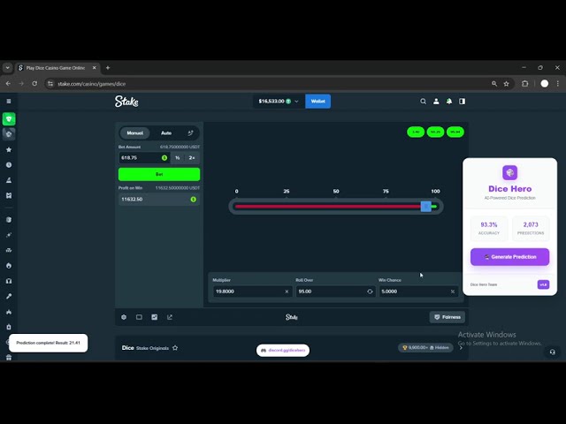 $100 to $25k WITH Stake Dice Predictor