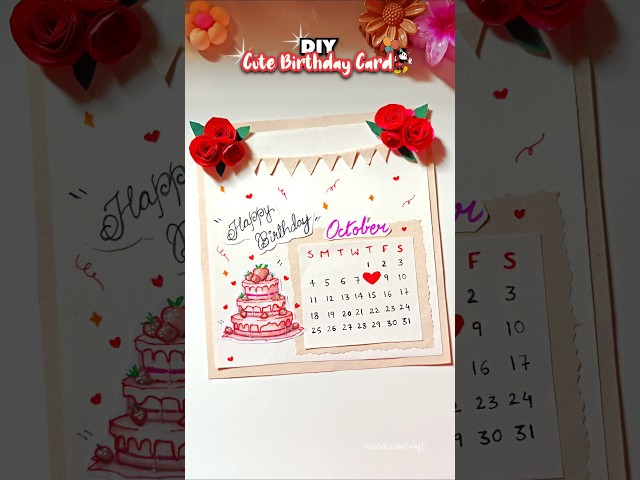 DIY Easy & Unique Handmade Birthday Card with Calendar | Pinterest Card Ideas #diy #shorts  #craft