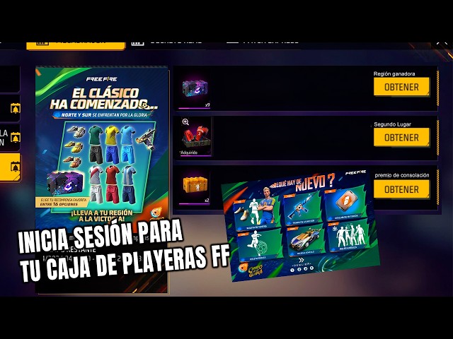 Inicia SESIÓN y RECLAMA TU CAJA GRATIS de elección de CAMISETAS EN FF LATAM BUG AGENDA SEMANAL FF