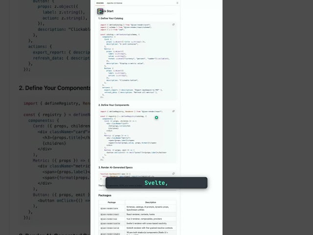 vercel-labs/json-render — Generative UI, inside your guardrails. 🟢 Clone #Shorts