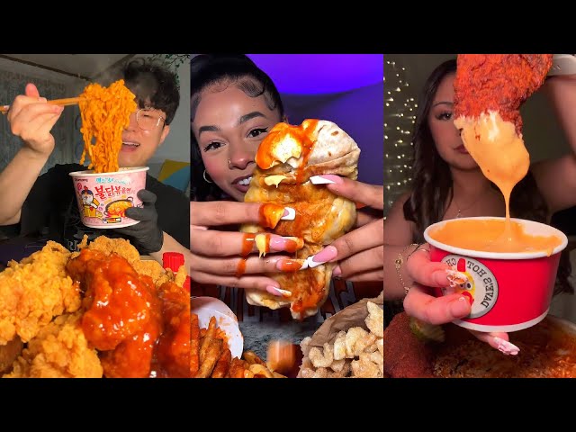 TIKTOK Mukbang Compilation | Wingstop, Taco Bell, Dave's, Cane's, McDonald's & More!