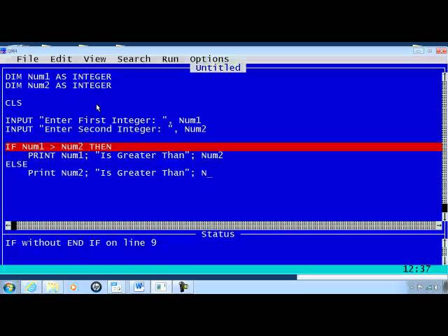 QBasic Tutorial 7 - IF Statements - QB64