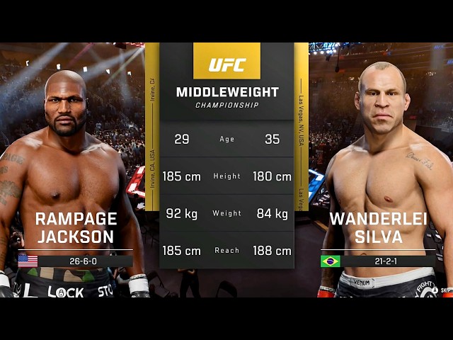 Rampage Jackson vs Wanderlei Silva FULL FIGHT | UFC 6 AI Simulation Gameplay (CPU vs CPU)