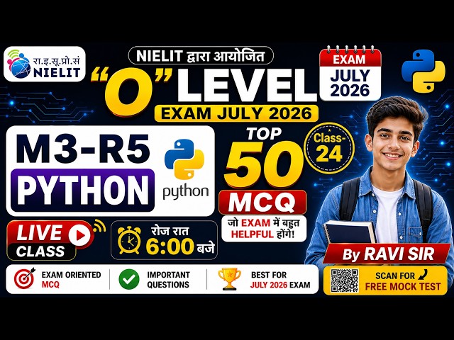 O Level M3-R5 (Python) Important MCQ Live Class-24 | Most Expected Questions 2026#APTINSTITUTE