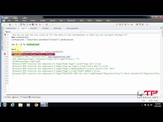 QTP tutorial 1.41-Getting started with UFT-DataTable(Automation Testing)