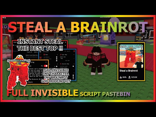 STEAL A BRAINROT Script Pastebin 2025 INSTANT STEAL, FULL INVISIBLE, LOCK BASE, NO HIT, NO KICK 🔥