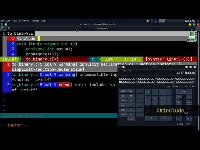 Convert Integer to Binary in C
