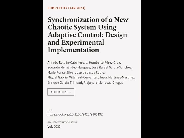 Synchronization of a New Chaotic System Using Adaptive Control: Design and Experiment... | RTCL.TV