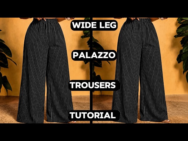 How to sew a wide leg palazzo trousers with an elastic waist band and side pockets