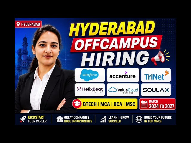 Hyderabad Off Campus & Fresher Hiring 2026 | Software Engineer, Python, QA, AI & Salesforce Jobs