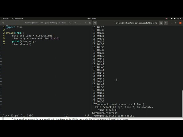 Intro to Python chapter 1.3, Building a clock