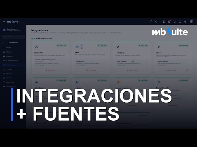 Conecta Google Ads, Meta, TikTok y GA4 — Integraciones Nativas y Fuentes de Datos | MB Suite