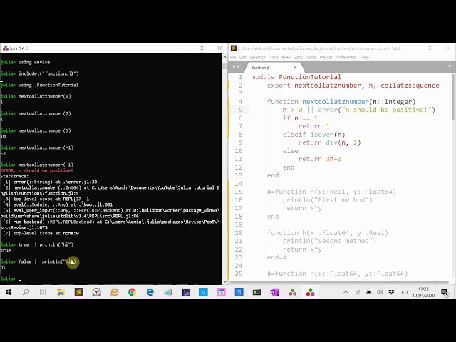 Programming with Julia 1: Functions and methods