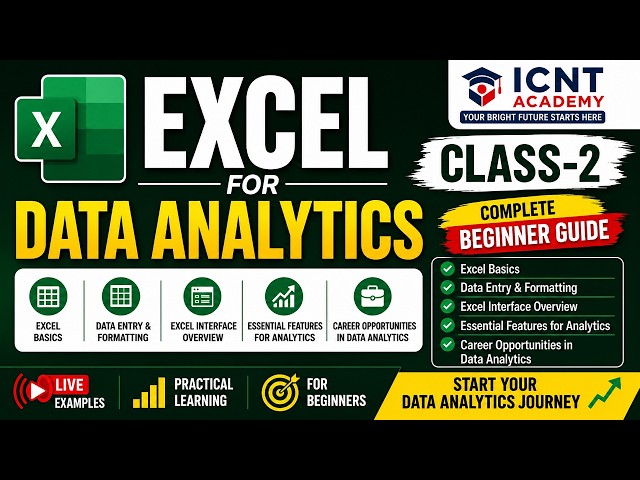 Excel for Data Analytics Class-2 in Hindi | Complete Beginner Guide to Excel for Data Analysts