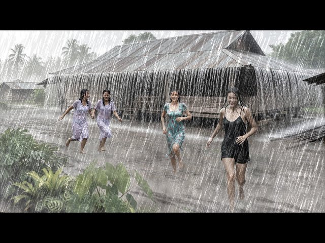 SCARY BUT BEAUTIFUL RAINSTORM 🌧️ Thunder and Heavy Rain in Indonesia | Relaxing rain for sleep