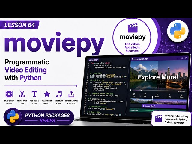Lesson 64 - moviepy: Programmatic Video Editing | Python Packages Series | Uplatz
