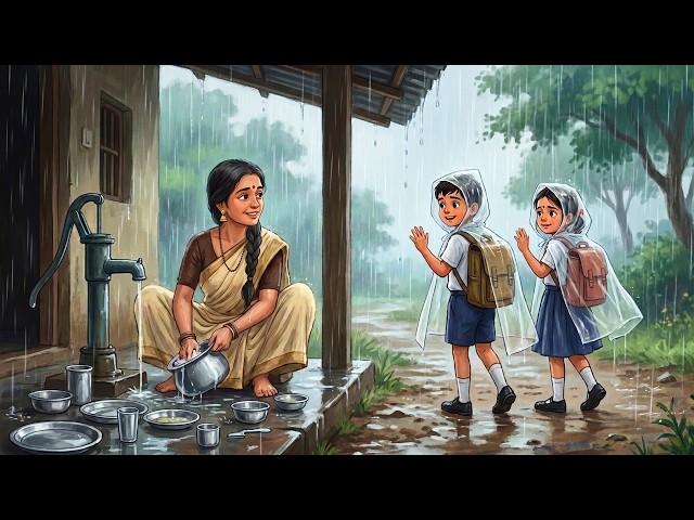 1990s Rainy Indian Village Life 🌧️ | Another Day in a Village Mother’s Routine | Ghibli Style ASMR