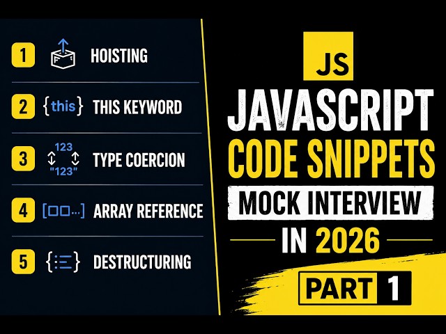 JavaScript Mock Interview 2026 - Part1 | Real Interview Code Snippets for 2-3 Years Experience