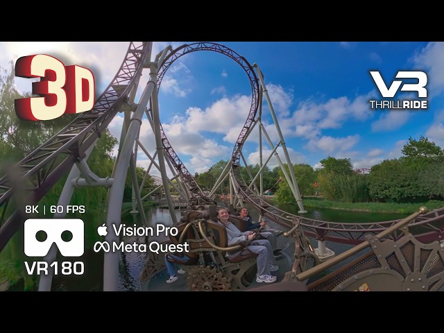 3D 8K VR180 POV: Ride to Happiness (Front Row) – Xtreme Spinning VR Roller Coaster Plopsaland